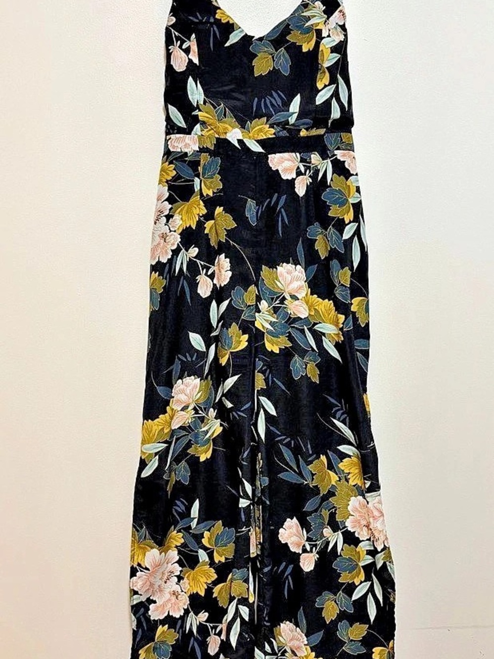 Lulus Black Floral Wide-Leg Jumpsuit